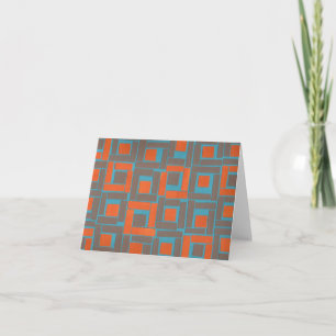 Colourful blue orange squares design card