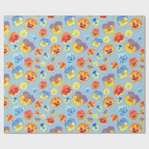 Colourful Blue Pansy Gift Wrapping Paper