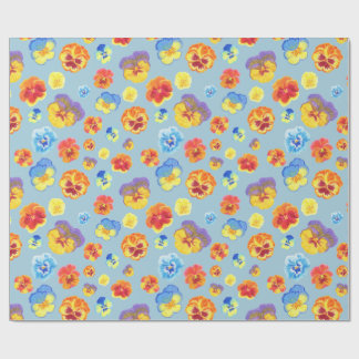 Colourful Blue Pansy Gift Wrapping Paper
