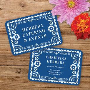 Colourful Blue Papel Picado Catering Event Stylist Business Card