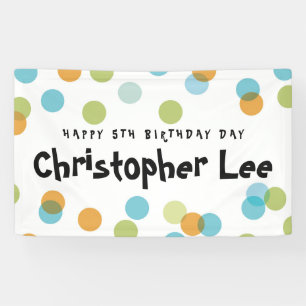 Colourful Blue Pastel Confetti Dots Kids Birthday Banner