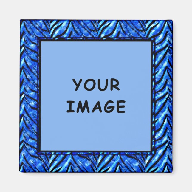 Colourful Blue Photo Frame Magnet (Front)