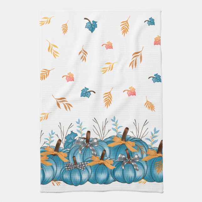 Colourful Blue Pumpkins  Kitchen Towel (Vertical)