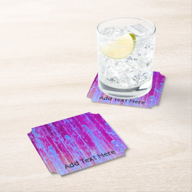 Colourful Blue, Purple and Pink Abstract Art Paper Coaster (Insitu)