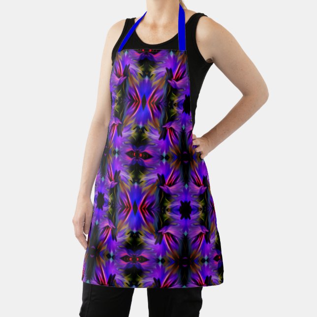 Colourful Blue Purple Brush Swirls Abstract      Apron (Insitu)