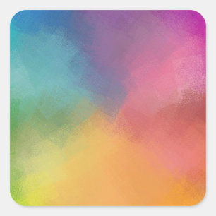 Colourful Blue Purple Green Pink Red Yellow Orange Square Sticker