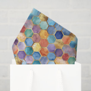 Colourful Blue Purple Orange Yellow Birthday Tissue Paper