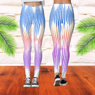 Colourful Blue Purple White Abstract Music Wave  Leggings