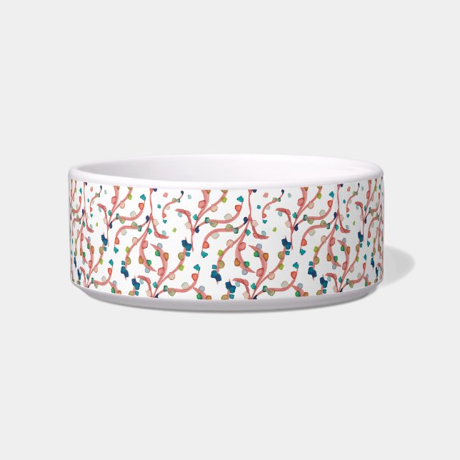 Colourful blue red pet bowl watercolor pattern (Front)