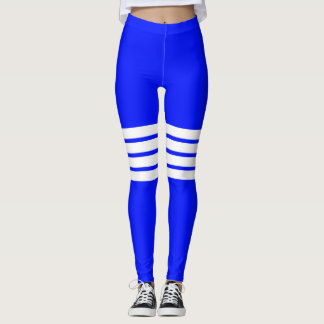 Colourful Blue Retro Stripes Striped Pattern Leggings