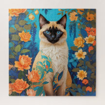 Colourful Blue Siamese Cat Botanical Garden