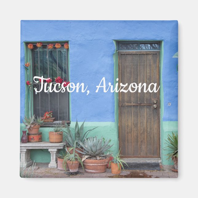 Colourful Blue Southwest home Tucson, Arizona Magnet (Front)