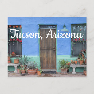 Colourful Blue Southwest home Tucson, Arizona Postcard