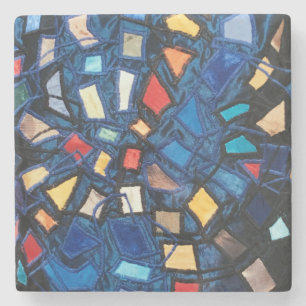 Colourful Blue Stained Glass Aspect Abstract Vivid Stone Coaster