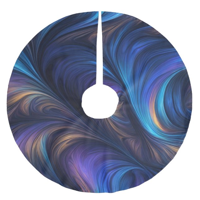 Colourful Blue Swirl Pattern Brushed Polyester Tree Skirt (Front)