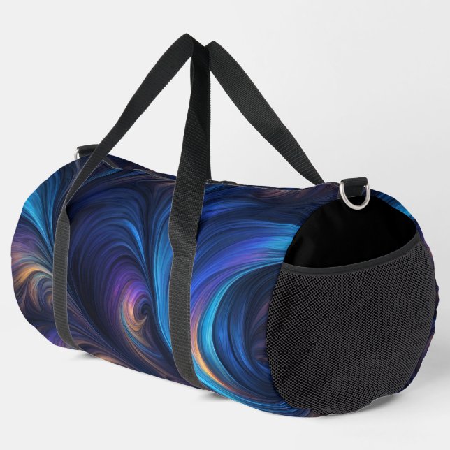 Colourful Blue Swirl Pattern Duffle Bag (Right Corner)