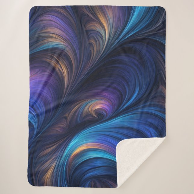 Colourful Blue Swirl Pattern Sherpa Blanket (Front)