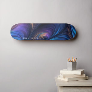 Colourful Blue Swirl Pattern Skateboard