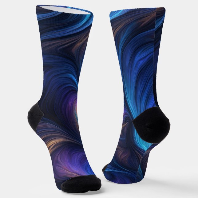 Colourful Blue Swirl Pattern Socks (Angled)