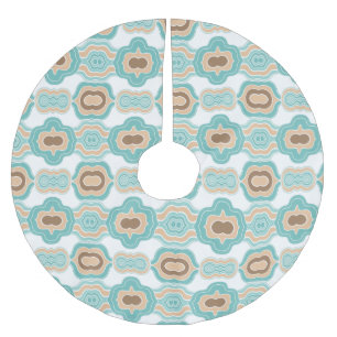 Colourful blue/tan/brown medallion brushed polyester tree skirt