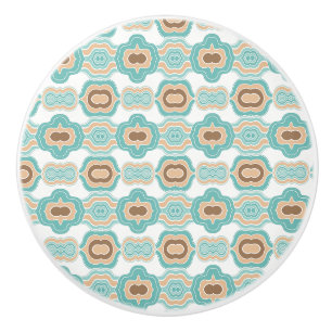 Colourful blue/tan/brown medallion ceramic knob