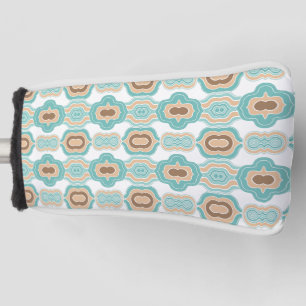 Colourful blue/tan/brown medallion golf head cover