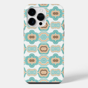Colourful blue/tan/brown medallion iPhone 14 pro max case