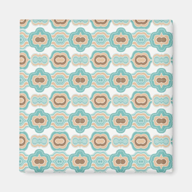 Colourful blue/tan/brown medallion magnet (Front)