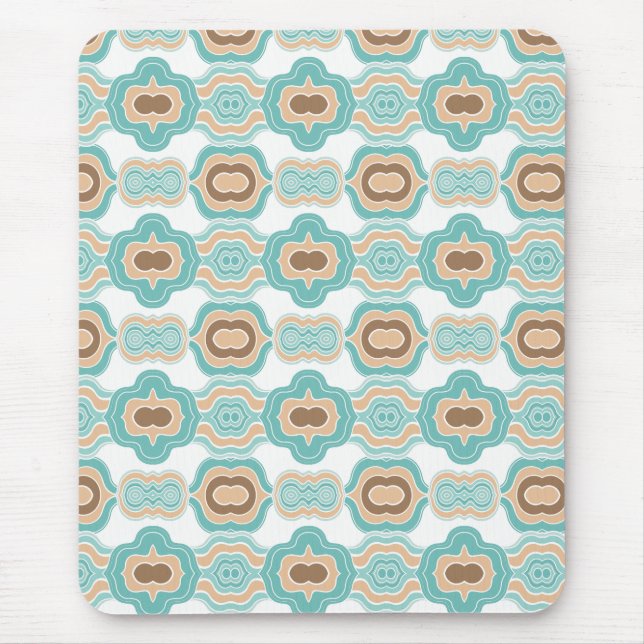 Colourful blue/tan/brown medallion mouse mat (Front)