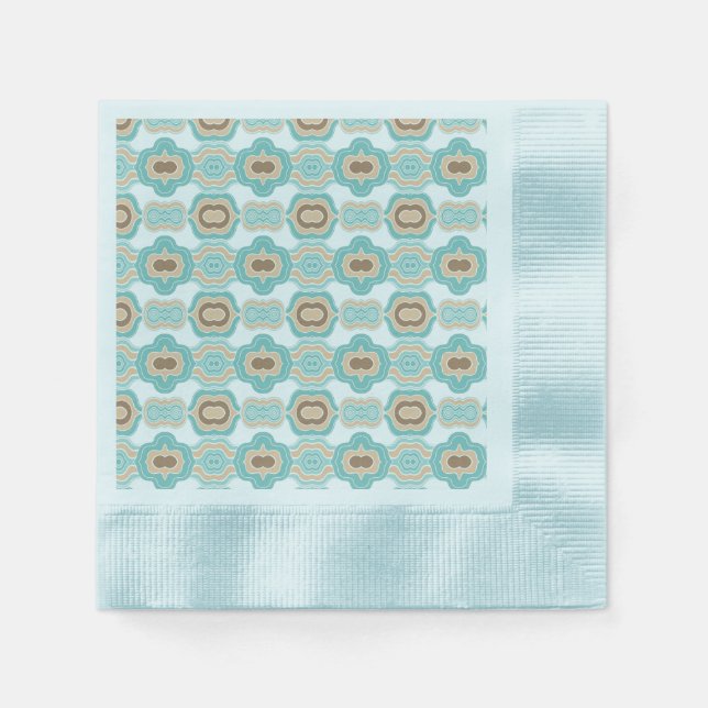 Colourful blue/tan/brown medallion napkin (Front)