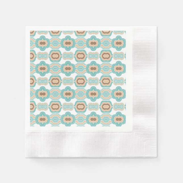 Colourful blue/tan/brown medallion napkin (Front)