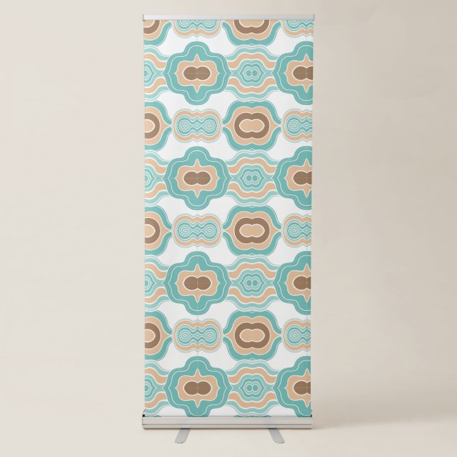 colourful blue/tan/brown medallion retractable banner (Front)