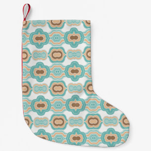 Colourful blue/tan/brown medallion small christmas stocking