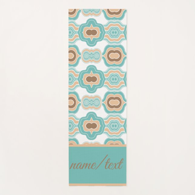 colourful blue/tan/brown medallion yoga mat (Front)