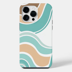Colourful blue/tan/brown wavy iPhone 14 pro max case