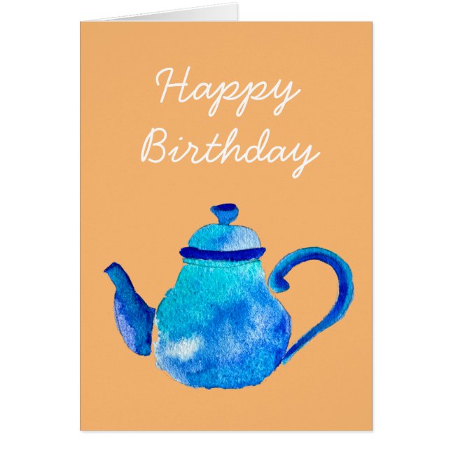 Colourful blue teapot watercolor (Front)