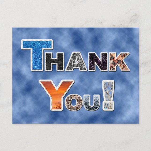 Colourful Blue Thank You postcard (Front)