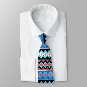 Colourful Blue Tribal Pattern Neck Tie