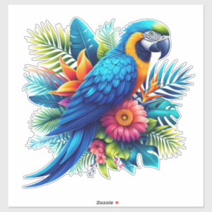 Colourful, blue tropical macaw 
