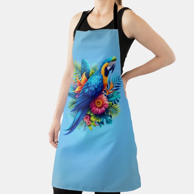 Colourful, blue tropical macaw  apron (Insitu)