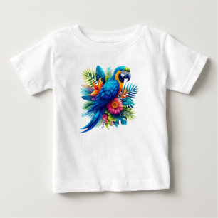 Colourful, blue tropical macaw  baby T-Shirt
