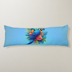 Colourful, blue tropical macaw  body cushion