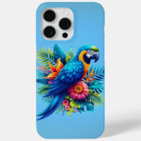 Colourful, blue tropical macaw 