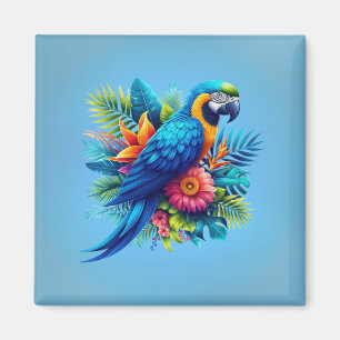 Colourful, blue tropical macaw  magnet