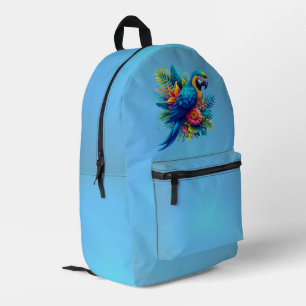 Colourful, blue tropical macaw  printed backpack