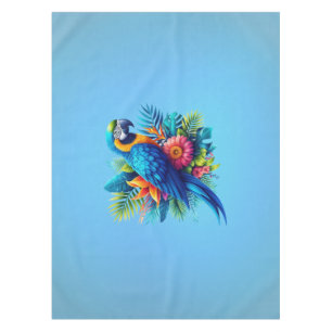 Colourful, blue tropical macaw tablecloth