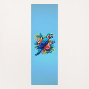 Colourful, blue tropical macaw yoga mat