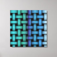 Colourful Blue Weave Pattern Canvas Geometric Art