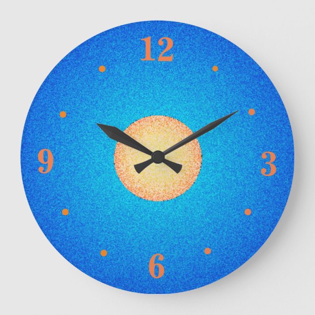 Colourful Blue with Yellow/Gold>Kitchen Clocks (Front)
