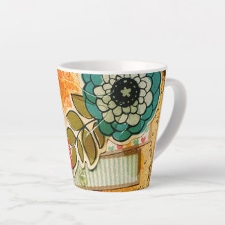 Colourful Blue & Yellow Floral Latte Mug
